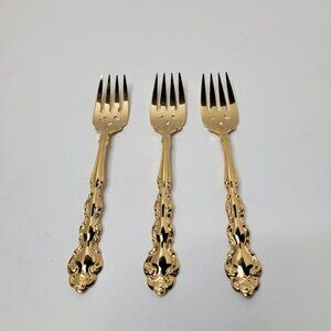Oneida Community Gold Beethoven Golden Electroplate Flatware Set of 3 Salad Fork